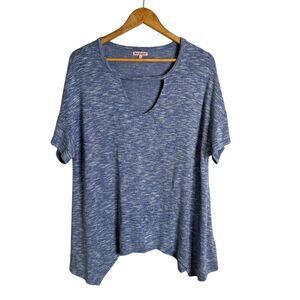 Juicy‎ Couture Heathered Blue Soft Knit Short Sleeve Top Size L Casual Cut Out